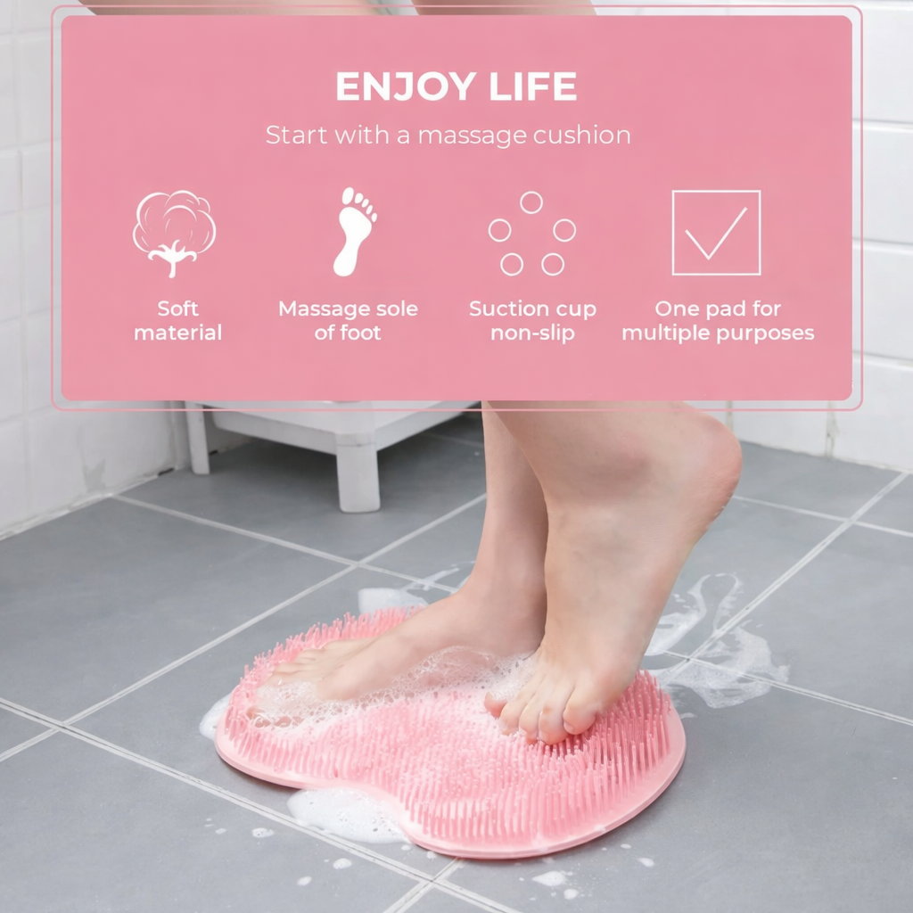 🛁 Shower Foot & Back Scrubber, Massage Pad