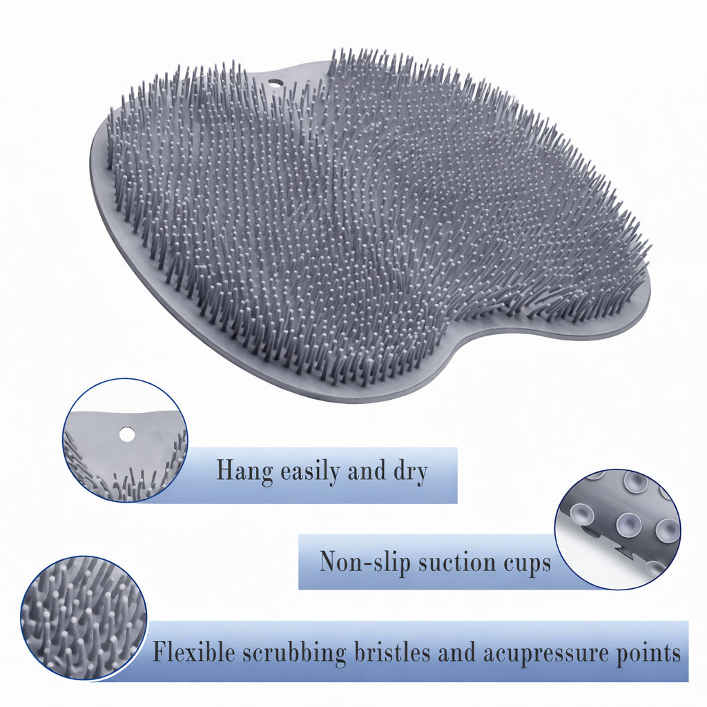 🛁 Shower Foot & Back Scrubber, Massage Pad