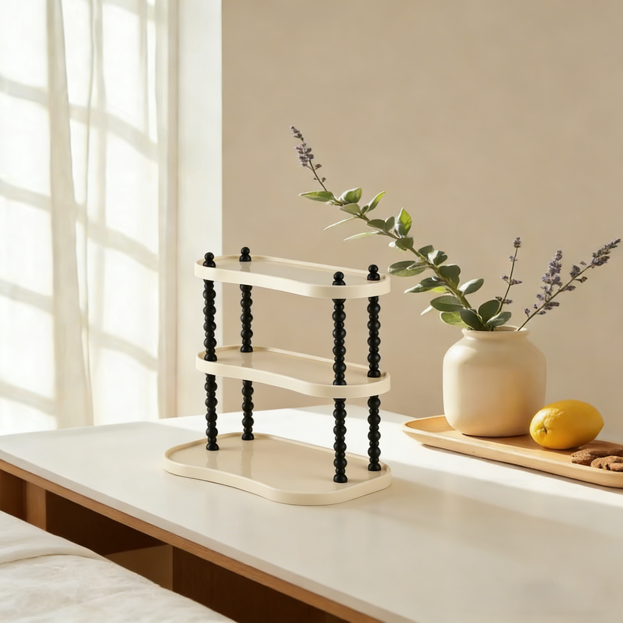 Cream Style Desktop Storage Rack