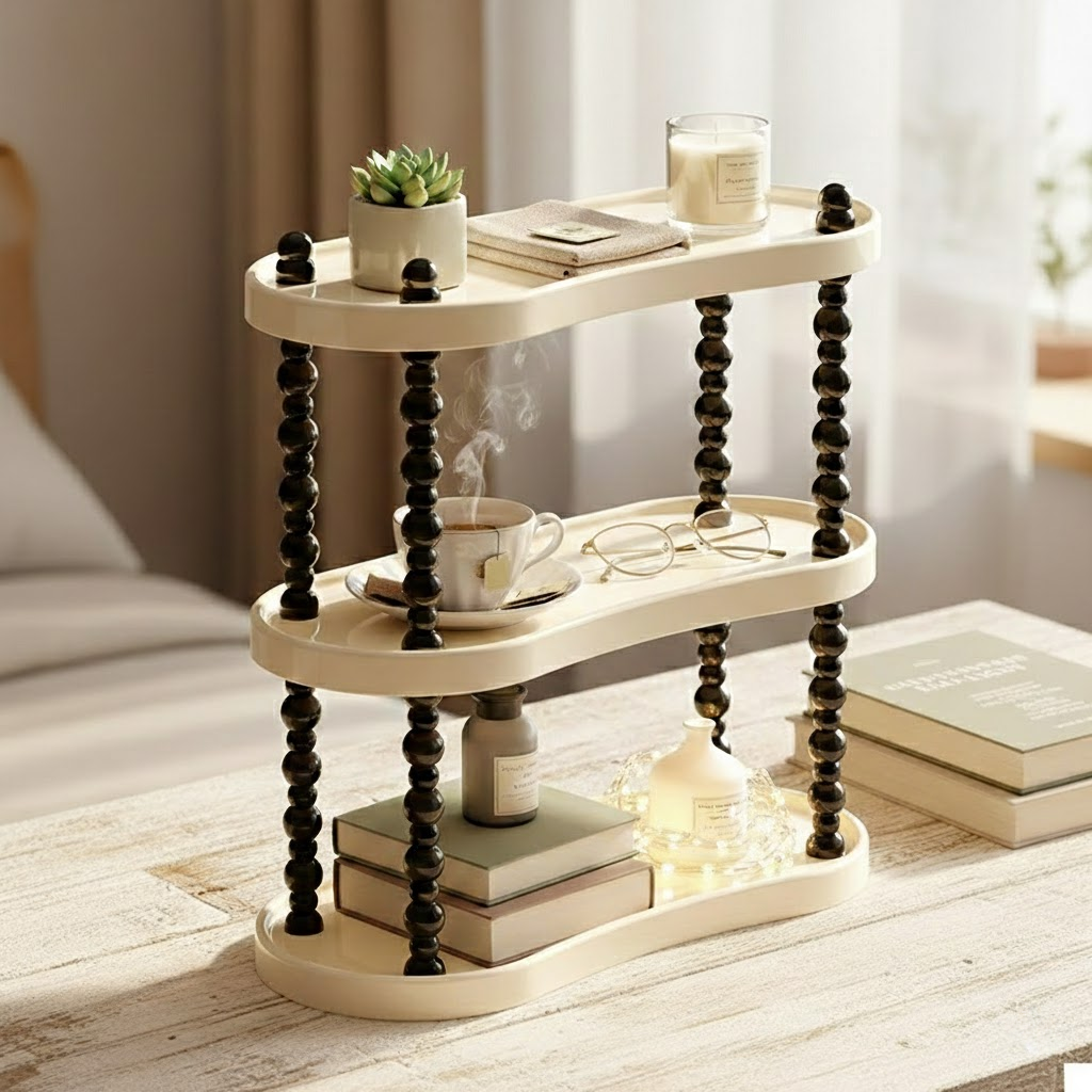 Cream Style Desktop Storage Rack
