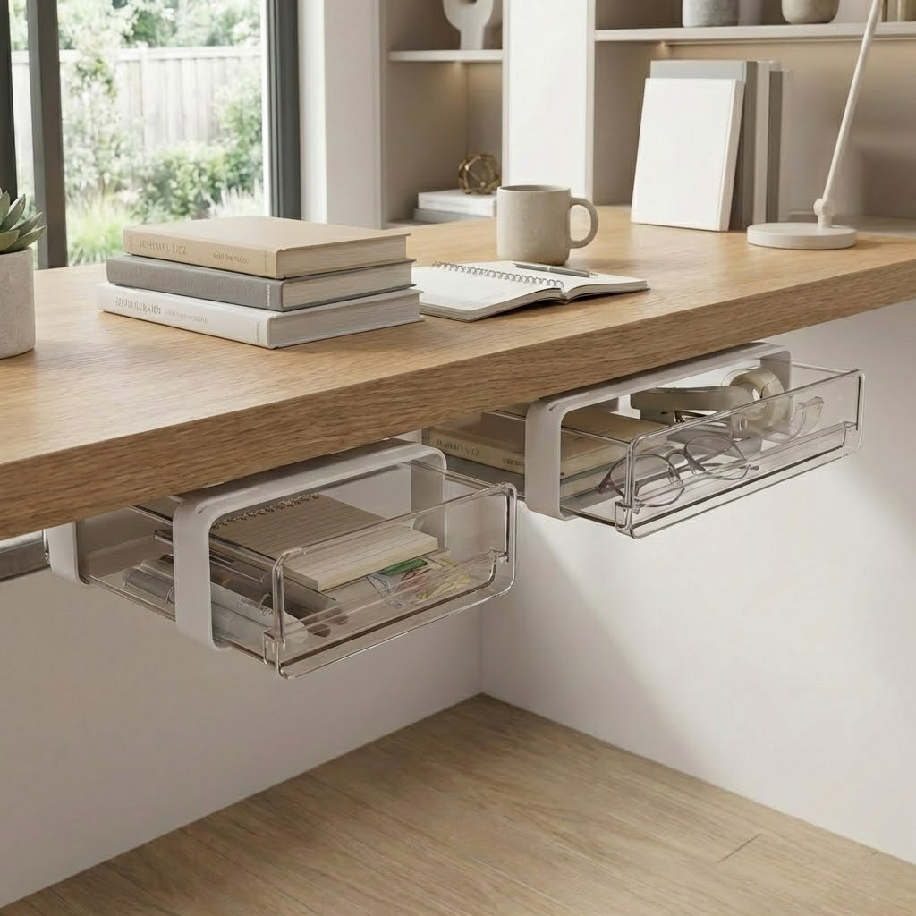 Hidden Under-Desk Drawer Organizer